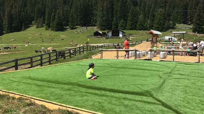 springen und toben auf der Wabbelwiese beim Speicherteich Hög | © Serfaus-Fiss-ladis/Tirol