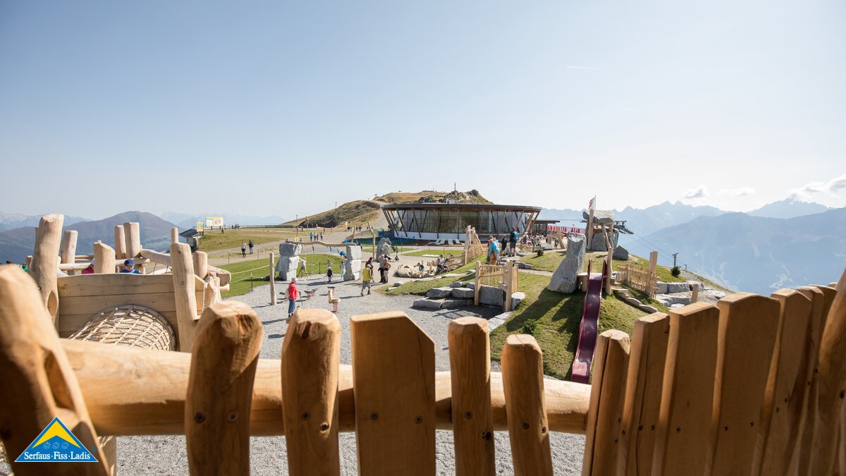 Wonderful view from the children's mine to the Panoramic Restaurant BergDiamant in Serfaus-Fiss-Ladis in Tyrol | © Andreas Kirschner