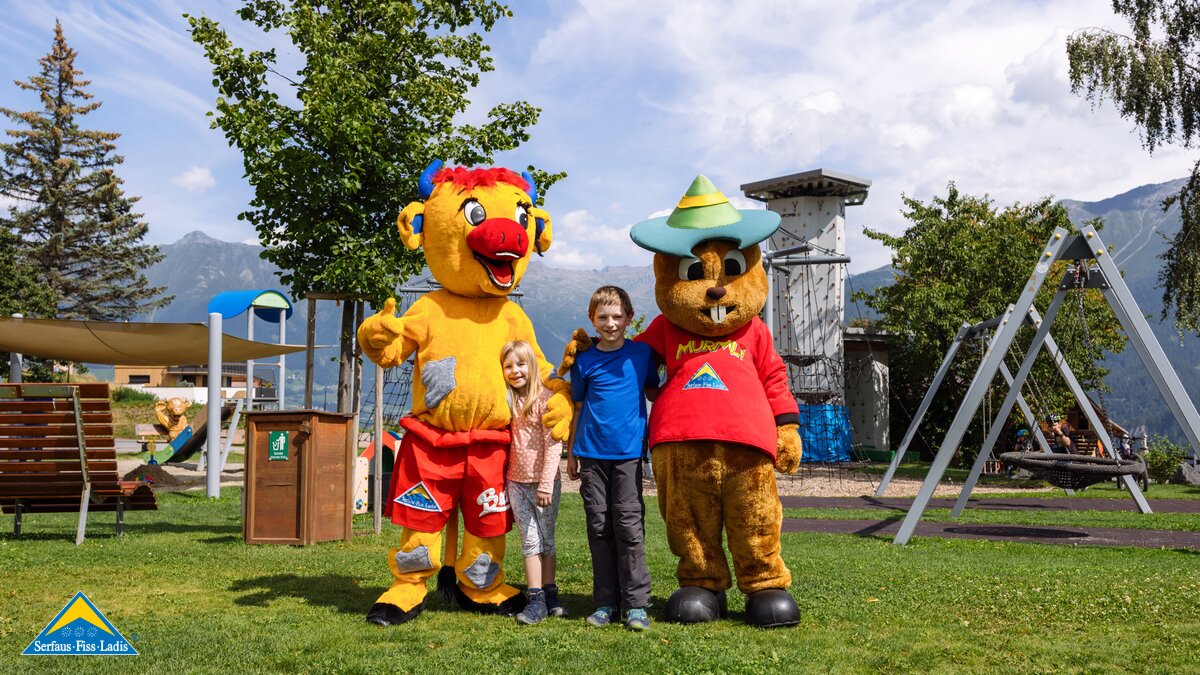 Murmli und Berta in Kinderclub in Serfaus-Fiss-Ladis, Tirol Österreich  | © Serfaus-fiss-Ladis Marketing GmbH | Fabian Schirgi