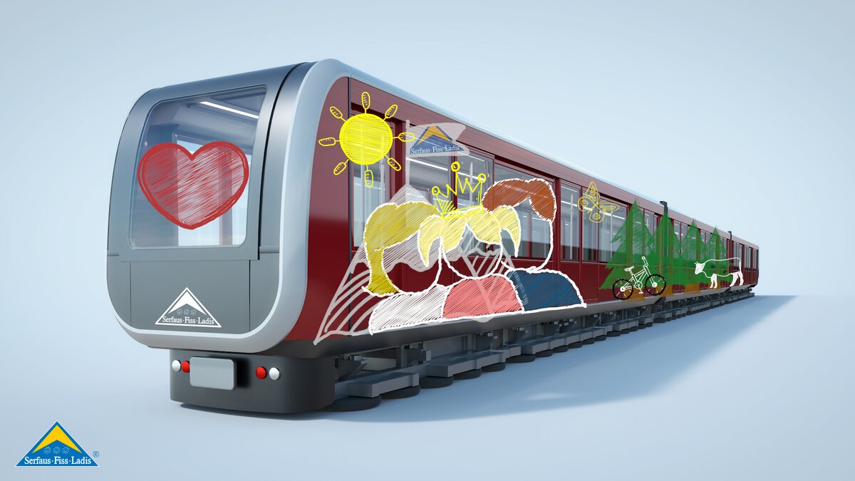 Designvorschlag für die neue U-Bahn in Serfaus-Fiss-Ladis in Tirol | © Serfaus-Fiss-Ladis