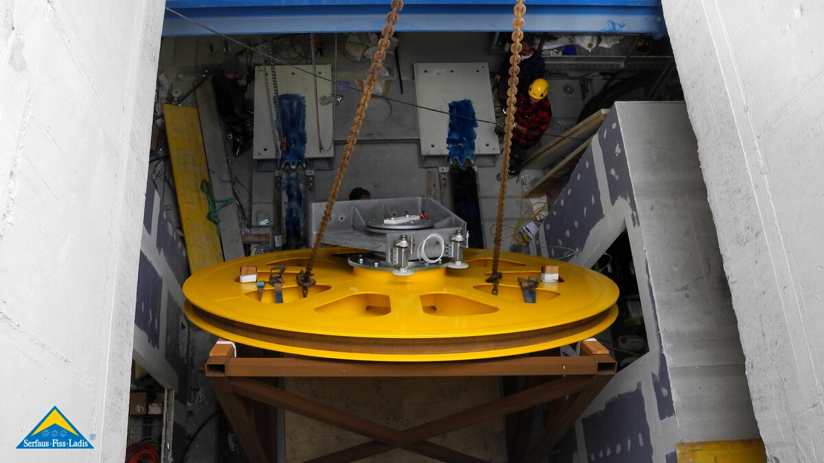 Die Positionierung der Seilscheiben ist eine Herausforderung | © Serfaus-Fiss-Ladis