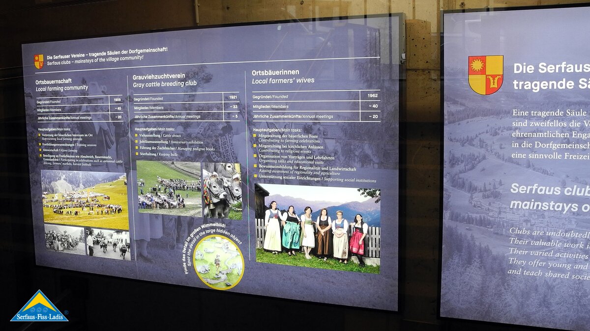 In der U-Bahn Station Zentrum in Serfaus werden die Serfauser Verein vorgestellt. Das ist Familienurlaub in Serfaus-Fiss-Ladis in Tirol | © Serfaus-Fiss-Ladis