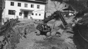 Grabungsarbeiten bei der Seilbahn Komperdell für die U-Bahn Serfaus in Tirol | © Gemeinde Serfaus