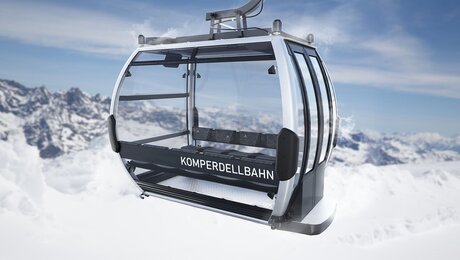 Doppelmayr-Gondel der neuen Komperdellbahn im Skigebiet Serfaus-Fiss-Ladis | © Seilbahn Komperdell GmbH
