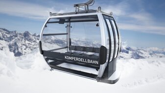 Doppelmayr-Gondel der neuen Komperdellbahn im Skigebiet Serfaus-Fiss-Ladis | © Seilbahn Komperdell GmbH