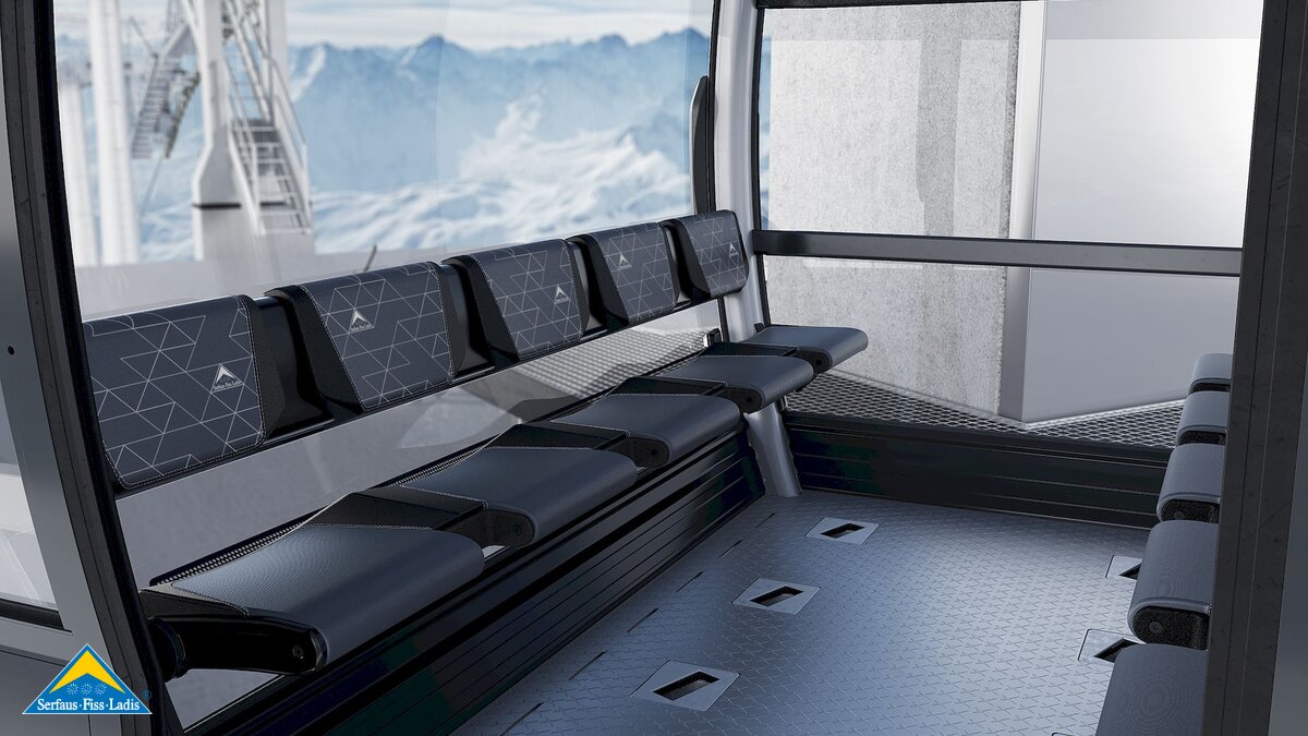 Innenraum Doppelmayr Gondel neue Komperdellbahn in Serfaus-Fiss-Ladis | © Seilbahn Komperdell GmbH