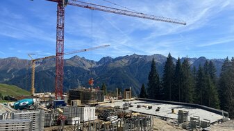 Bau der neuen Zwischenstation bei der neuen Komperdellbahn in Serfaus-Fiss-Ladis in Tirol Österreich | © Seilbahn Komperdell GmbH