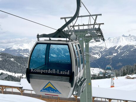 Eine Gondel der Komperdellbahn im Skigebiet und Wandergebiet Serfaus-Fiss-Ladis in Tirol Österreich | © Seilbahn Komperdell GmbH
