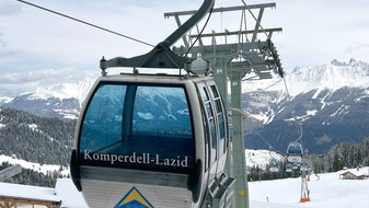 Eine Gondel der Komperdellbahn im Skigebiet und Wandergebiet Serfaus-Fiss-Ladis in Tirol Österreich | © Seilbahn Komperdell GmbH