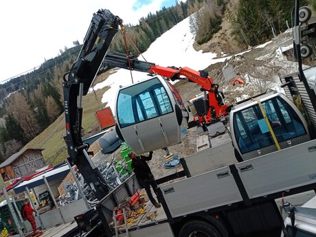 Eine Gondel der Komperdellbahn im Skigebiet und Wandergebiet Serfaus-Fiss-Ladis in Tirol Österreich | © Seilbahn Komperdell GmbH