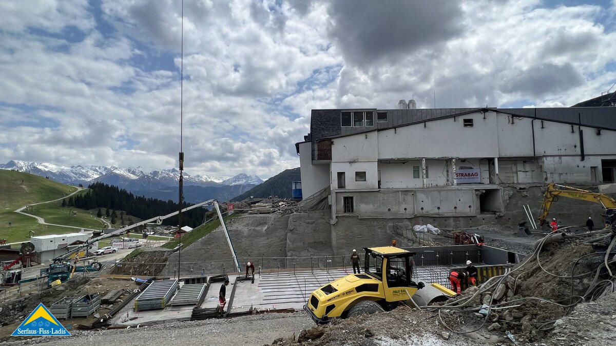 Bauarbeiten an der Bergstation für die neue Komperdellbahn in Serfaus in Tirol Österreich | © Seilbahn Komperdell GmbH