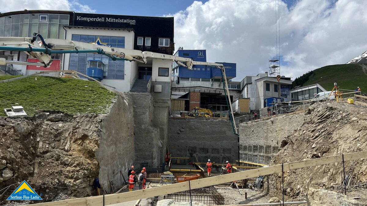 Bauarbeiten an der Bergstation für die neue Komperdellbahn in Serfaus in Tirol Österreich | © Seilbahn Komperdell GmbH