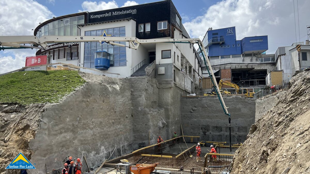 Bauarbeiten an der Bergstation für die neue Komperdellbahn in Serfaus in Tirol Österreich | © Seilbahn Komperdell GmbH