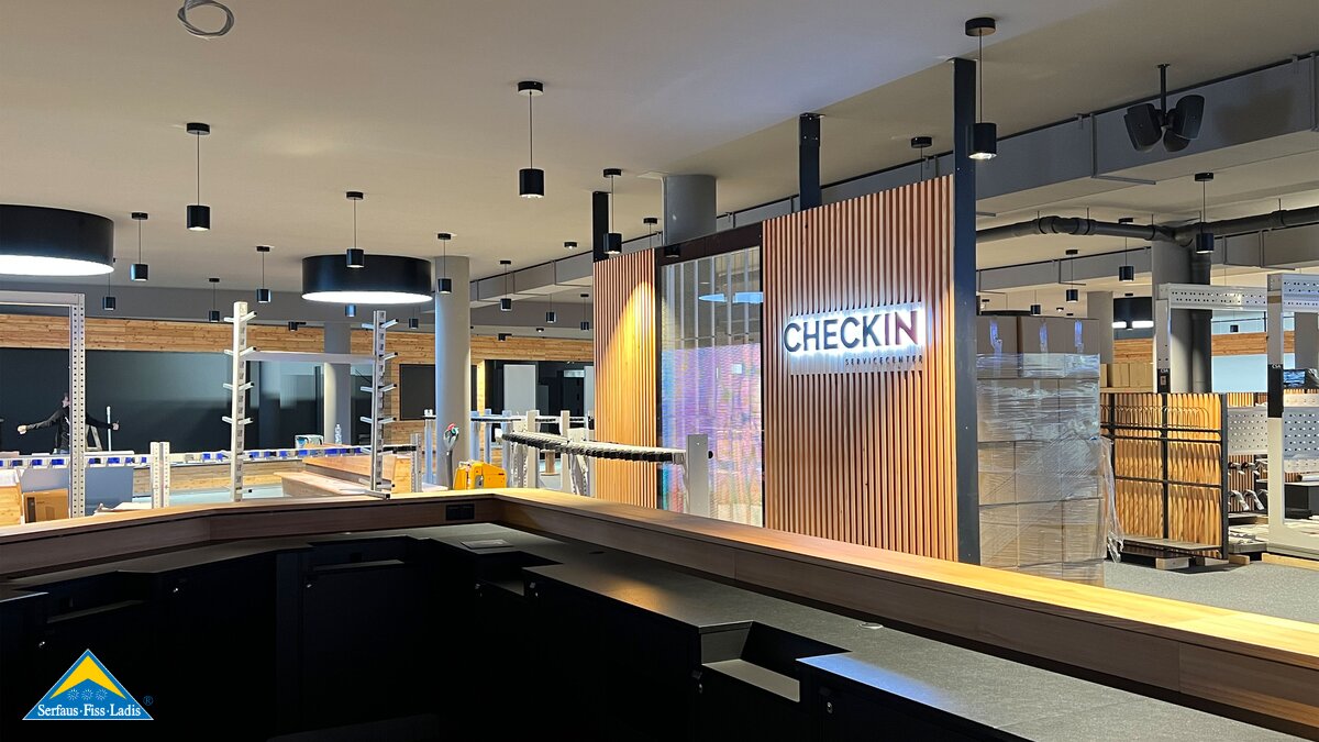 Das neue CheckIN Servicecenter der Firma Patscheider Sport an der Talstation der Komperdellbahn in Serfaus | © Seilbahn Komperdell GmbH