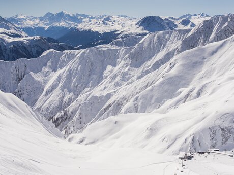 Traumhafter Ausblick auf die Berge der Alpen im Winter in Serfaus Fiss Ladis in Tirol | © Kristina Erhard