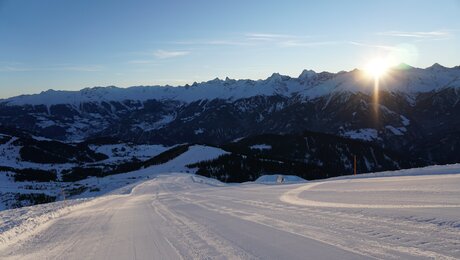 Blick vom Start der Trujeabfahrt im Skigebiet Serfaus-Fiss-Ladis in Tirol | © Serfaus-Fiss-Ladis