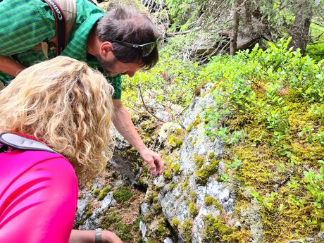 Auf Erkundungstour auf dem Natur Themensteig Fisser Gonde in der familienfreundlichen Urlaubsregion Serfaus-Fiss-Ladis in Tirol in Österreich | © Serfaus-Fiss-Ladis Marketing GmbH