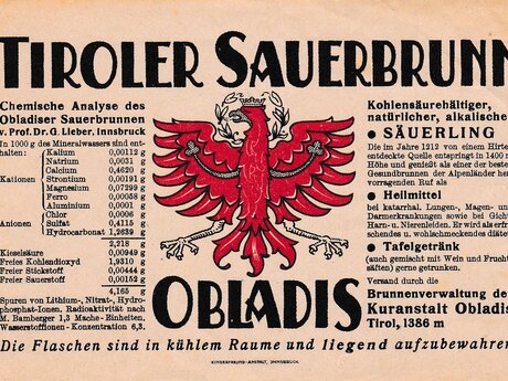 Informationsetikett vom Sauerbrunn in Obladis Serfaus-Fiss-Ladis Tirol Österreich | © Serfaus-Fiss-Ladis Marketing GmbH 