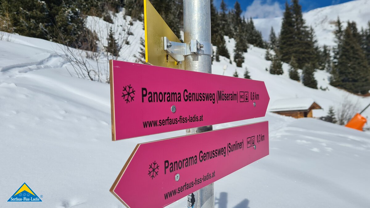 Gut ausgeschilderte Wege machen das Winterwandern in Serfaus Fiss Ladis zum Genuss | © Serfaus-Fiss-Ladis Marketing GmbH