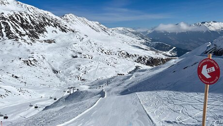 Die Böderkopfabfahrt ist eine rote Abfahrt im Skigebiet Serfaus-Fiss-Ladis in Tirol Österreich | © Serfaus-Fiss-Ladis Marketing GmbH