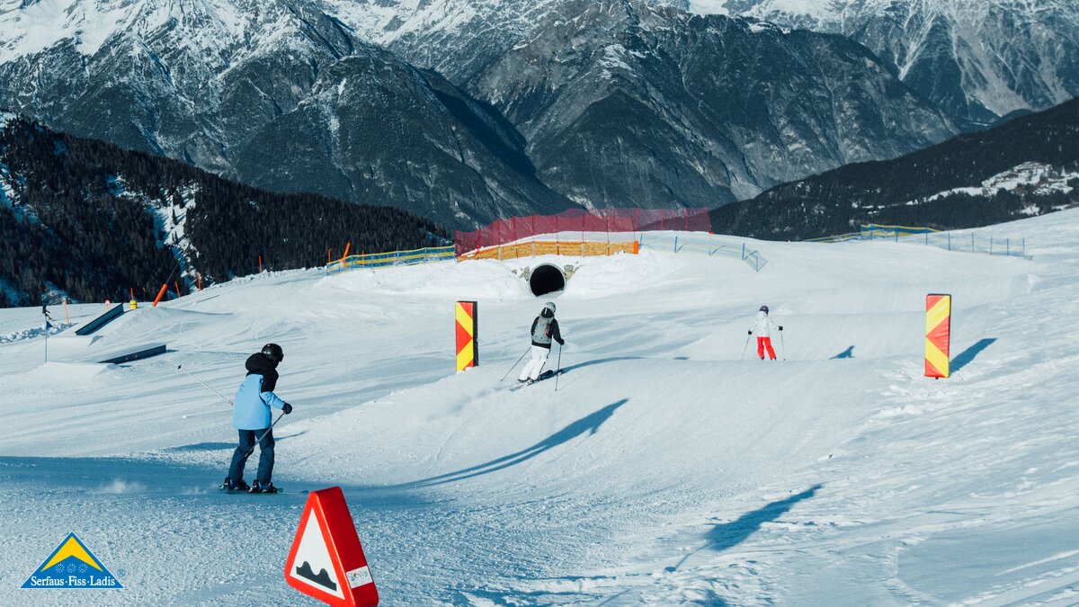 Spaß und Action sind auf der Fun Slope Fiss im Skigebiet Serfaus Fiss Ladis garantiert | © Serfaus-Fiss-Ladis Marketing GmbH | Elias Pöham