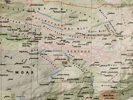 Flurnamenkarte – Nahaufnahme mit Dialektbegriffen | © Serfaus-Fiss-Ladis Marketing GmbH | Rene Raggl