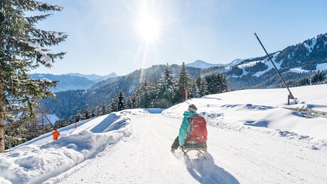 Rodeln bei strahlenden Sonnenschein | © Serfaus-Fiss-Ladis Marketing GmbH | travelita.ch