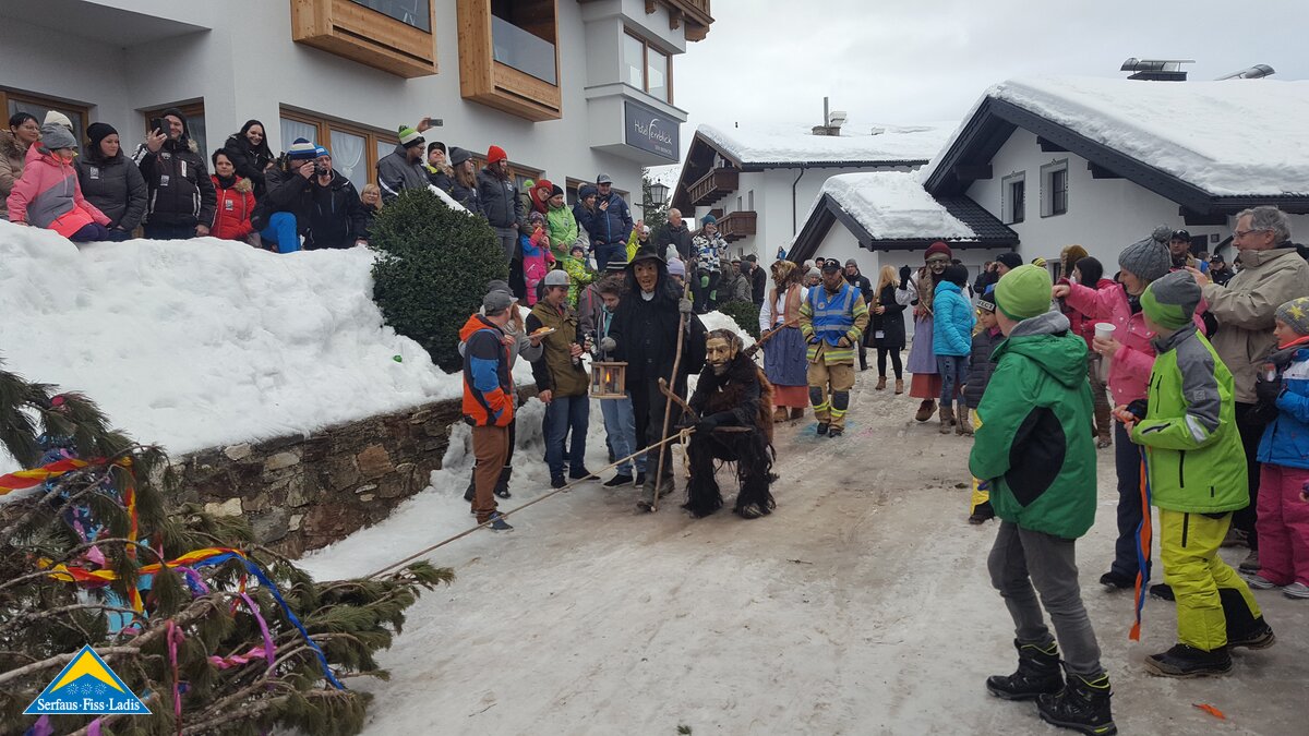 Der Schwoaftuifl beim Fisser Blochziehen 2018 in Tirol | © Serfaus-Fiss-Ladis