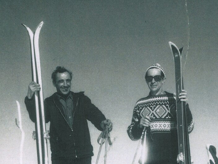 Netzer Toni und Senn Meinrad beim Skifahren in der Familienregion Serfaus-Fiss-Ladis | © Meinrad Senn sen.