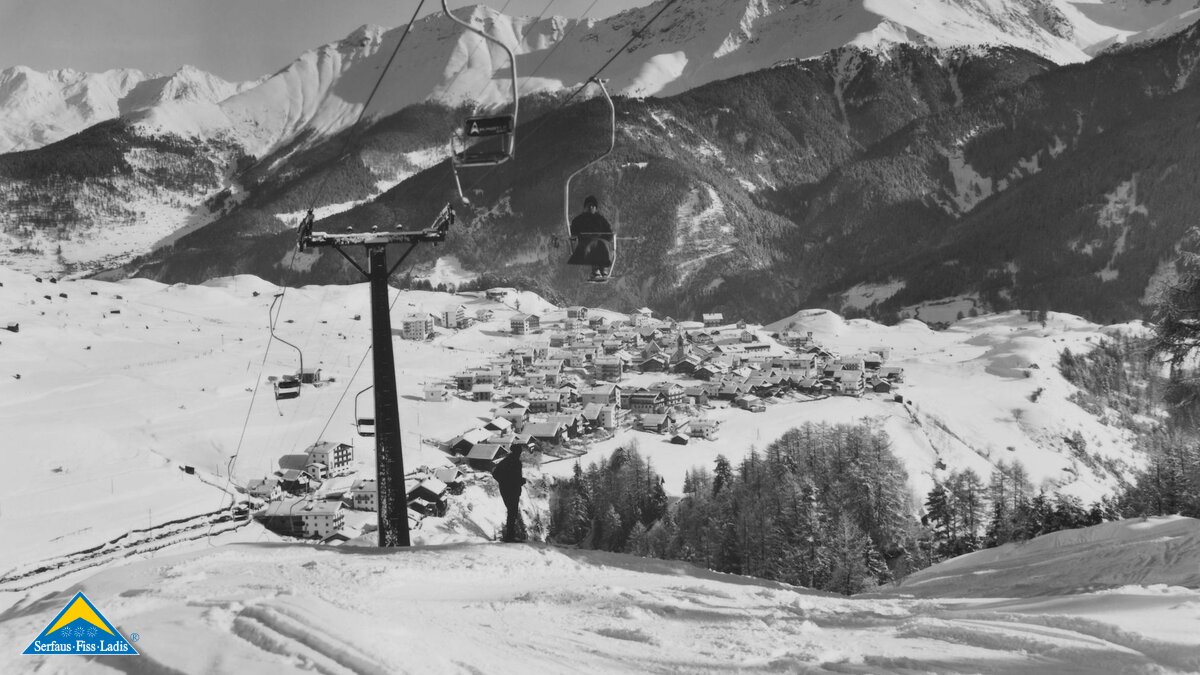 Alter Lift mit einem Sessel hinauf auf den Alpkopf Ferienregion Serfaus-Fiss-Ladis in Tirol | © Seilbahn Komperdell GmbH