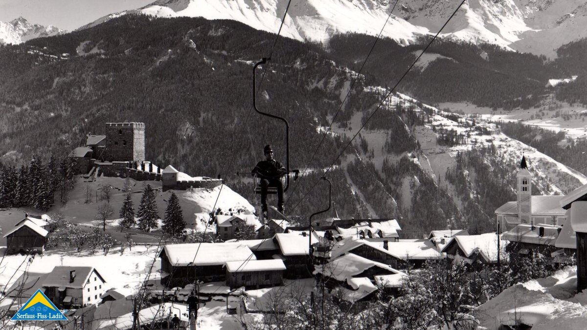 Einsersessellift von Ladis nach Obladis zum Kur- und Sporthotel Wintertourismus in den Sechzigern Serfaus-Fiss-Ladis in Tirol | © Marco Senn