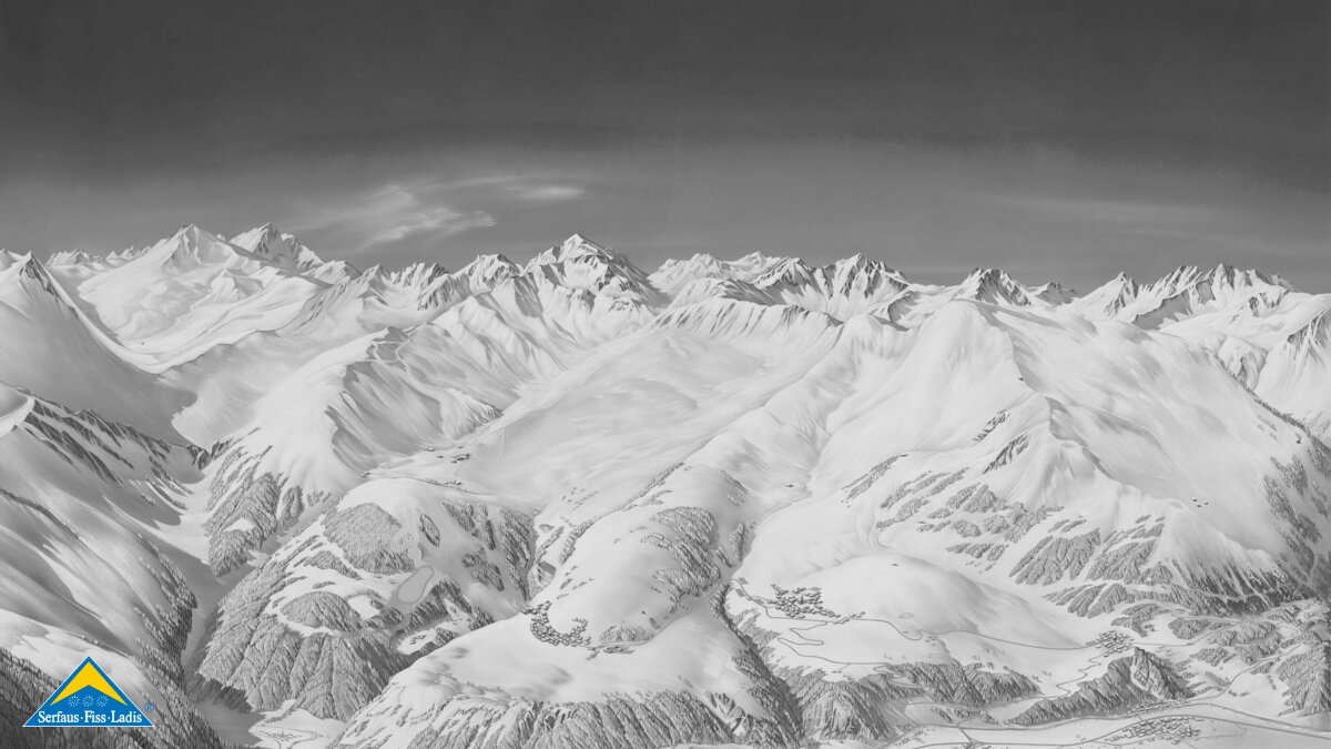 Panoramakarte der Region Serfaus-Fiss-Ladis in Tirol | © Serfaus-Fiss-Ladis Marketing GmbH