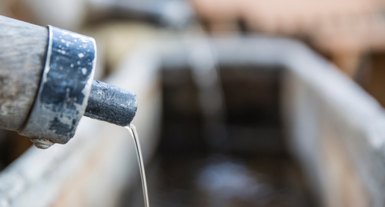 Der Sauerbrunn rinnt aus der Quelle in Obladis in Tirol | © Socialweb