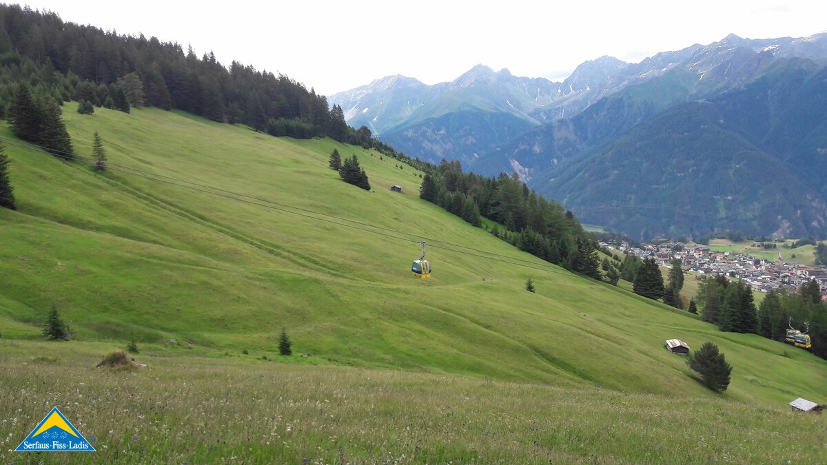 Blick vom Restaurant Leithe Wirt in Serfaus-Fiss-Ladis in Tirol zum Sunliner | © Serfaus-Fiss-Ladis