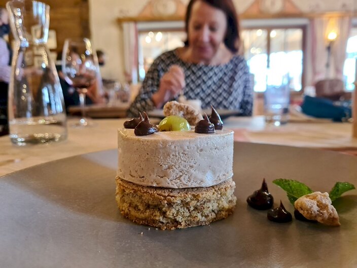 Nachspeise mit Kastanien Bergrestaurant Leithe Wirt Genussherbst Serfaus-Fiss-Ladis in Tirol | © Serfaus-Fiss-Ladis Marketing GmbH