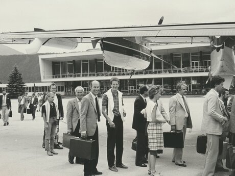 U-Bahn Serfaus Geschichte Exkursionen Amerika Flughafen Frankfurt Franz Tschiderer | © Gemeindearchiv Serfaus