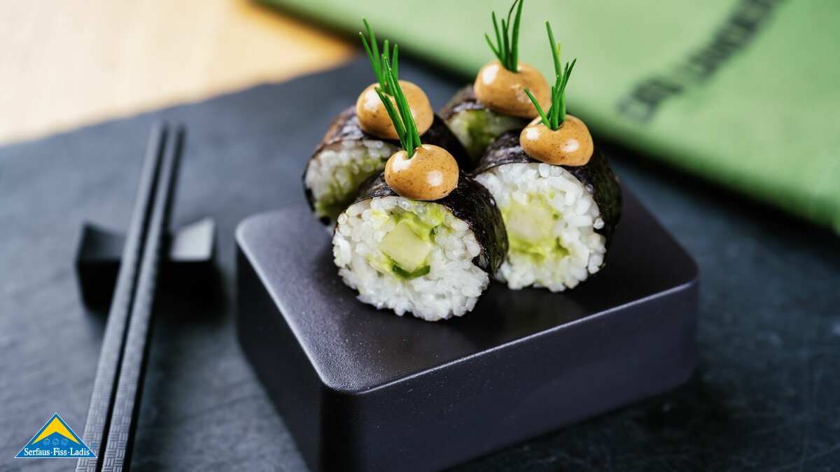 Vegane Sushi im Gourmetrestaurant R35 von Patrick Landerer im Hotel Das Landerer in Serfaus-Fiss-Ladis in Tirol | © Andreas Schalber