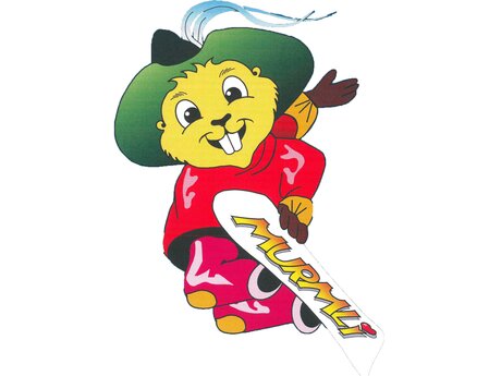 Murmli auf einem Snowboard erste bunte Illustration vom Serfauser Maskottchen Familienregion Serfaus-Fiss-Ladis in Tirol | © Seilbahn Komperdell GmbH