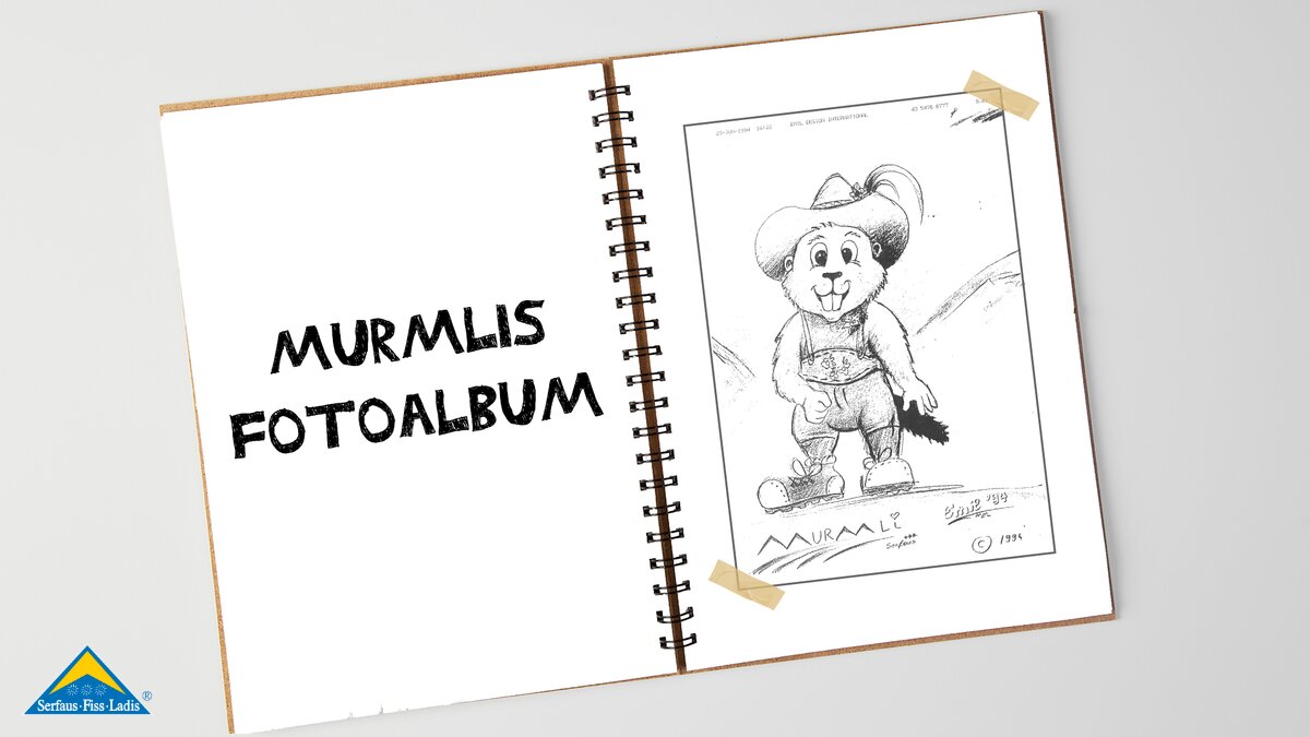 Erste Skizze von Maskottchen Murmli Künstler aus Serfaus Emil Kirschner-Cajic Leitfigur Familienregion Serfaus-Fiss-Ladis in Tirol | © Seilbahn Komperdell GmbH
