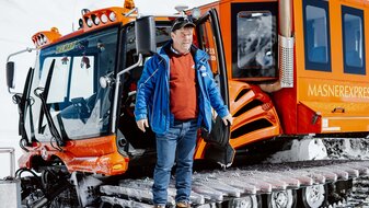 Elmar und sein Masner Express sind eine Institution in Serfaus-Fiss-Ladis | © Serfaus-Fiss-Ladis Marketing GmbH | Rene Raggl