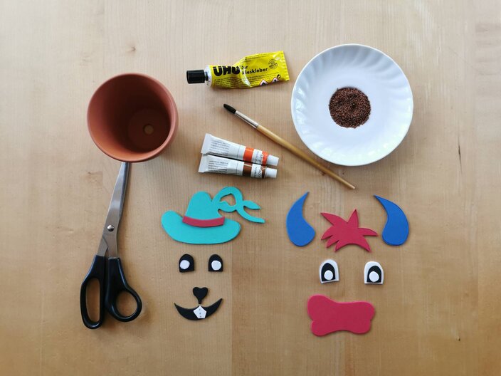 Bastelanleitung aus Serfaus-Fiss-Ladis: Murmli und Bertas Kressetöpfchen | © Serfaus-Fiss-Ladis