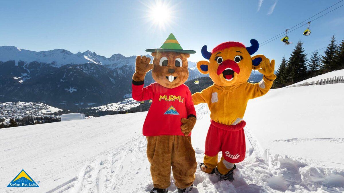 Maskottchen der Familienregion Serfaus-Fiss-Ladis Murmli und Berta | © Serfaus-Fiss-Ladis Marketing GmbH | Andreas Kirschner