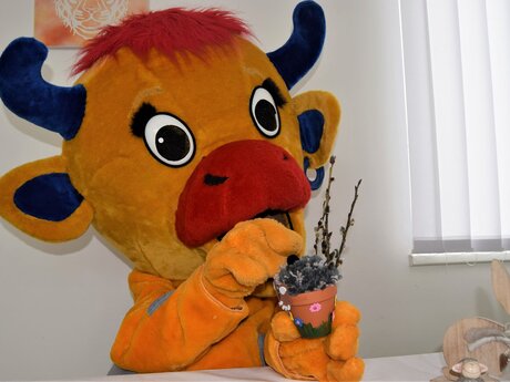 Terrakotta-Topf mit Weidenkätzchen verschönern Blog Serfaus-Fiss-Ladis | © Serfaus-Fiss-Ladis Marketing GmbH