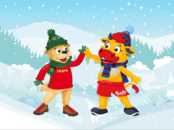 Maskottchen Murmli und Berta Familienregion Serfaus-Fiss-Ladis Spiele für Kinder Blog | © Serfaus-Fiss-Ladis Marketing GmbH