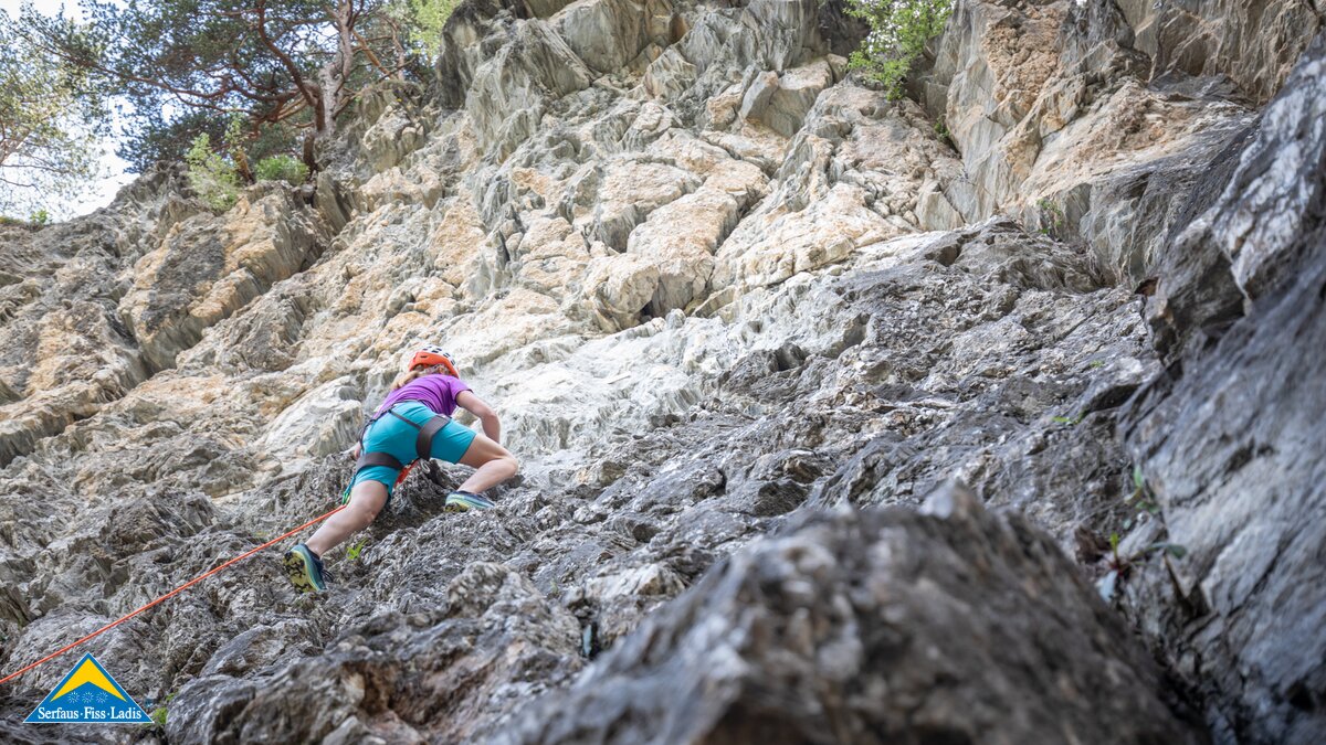 Klettern für Fortgeschrittene Rappenwand St. Georgen in Serfaus-Fiss-Ladis in Tirol | © Serfaus-Fiss-Ladis Marketing GmbH | Andreas Kirschner