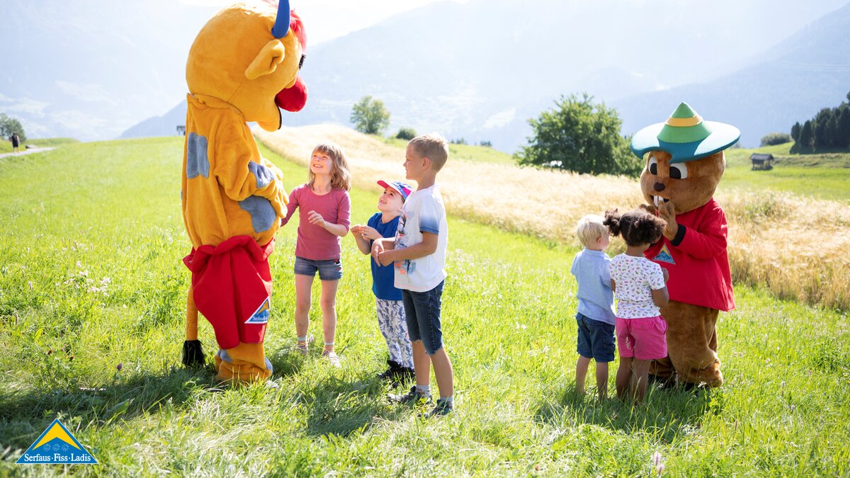 Maskottchen Murmli und Berta Familienregion Serfaus-Fiss-Ladis in Tirol | © Serfaus-Fiss-Ladis Marketing GmbH | Andreas Kirschner