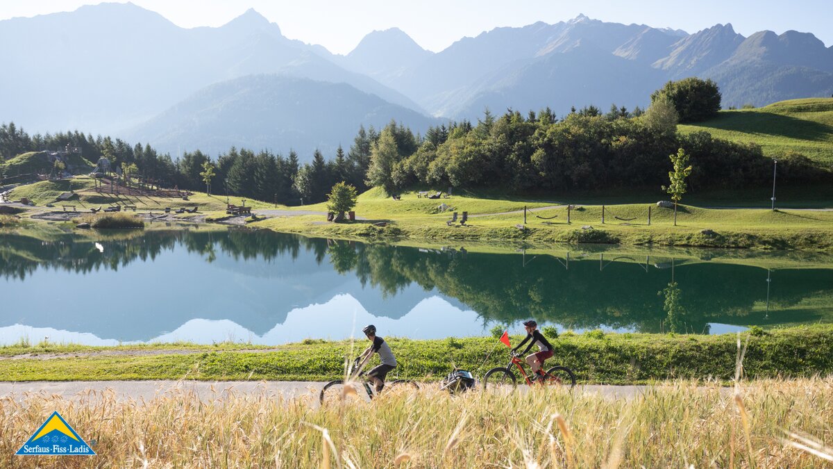 Wolfsee in Serfaus-Fiss-Ladis Ausflug mit kleinen Kindern in Radanhänger Tipps | © Serfaus-Fiss-Ladis Marketing GmbH | Andreas Kirschner
