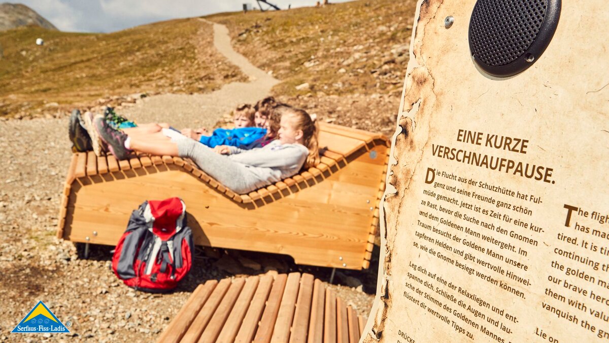 Der Goldener-Mann-Weg ist ein interaktiver Themenweg für die ganze Familie in Serfaus-Fiss-Ladis in Tirol | © Serfaus-Fiss-Ladis Marketing GmbH | christianwaldegger.com