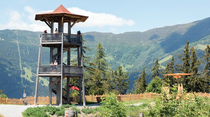 Zwölf Meter hoher Wodeturm in der Familienregion Serfaus-Fiss-Ladis in Tirol | © Serfaus-Fiss-Ladis Marketing GmbH | Andreas Kirschner
